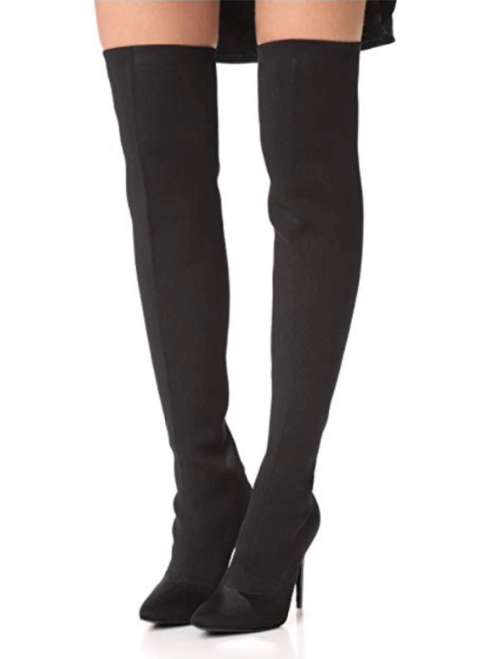 Kendall & Kylie Black Over-the-Knee Stretch Sock Boots